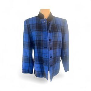 Vintage Blue Plaid Jacket Le Suit • Size 10 • 90s Clueless Preppy Vibes